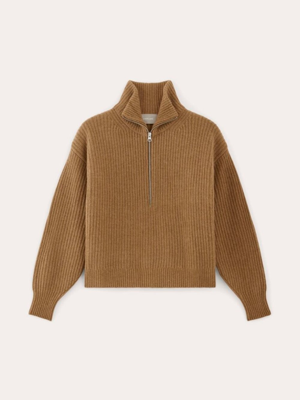 Everlane The Felted Merino Half-Zip Ribbed Sweater - Brown - Small